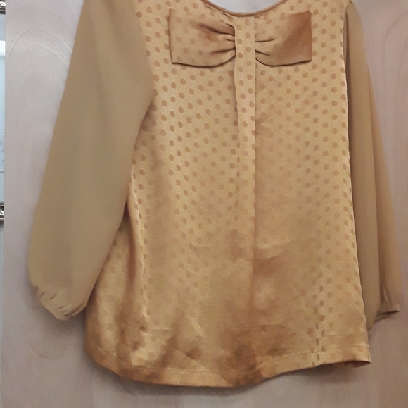 Gold Yellow Boho Swiss Dot Bow Back Top Chloe K L - Picture 2 of 8